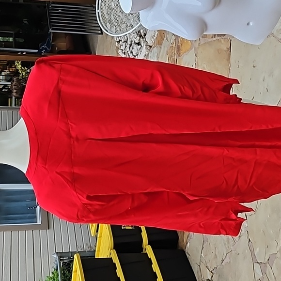 Vintage SPITALNICK 100% red silk size 4 long blouse padded shoulders - Picture 5 of 11